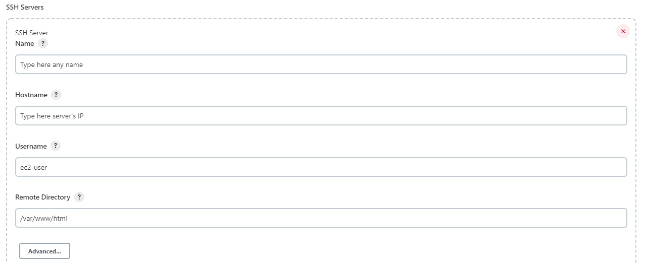 SSH server's settings